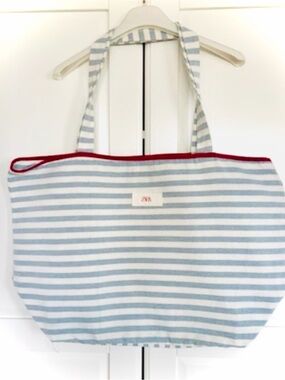 Zara Blue & White Eco Fabric Tote, Limited Edition! Sold Out Online